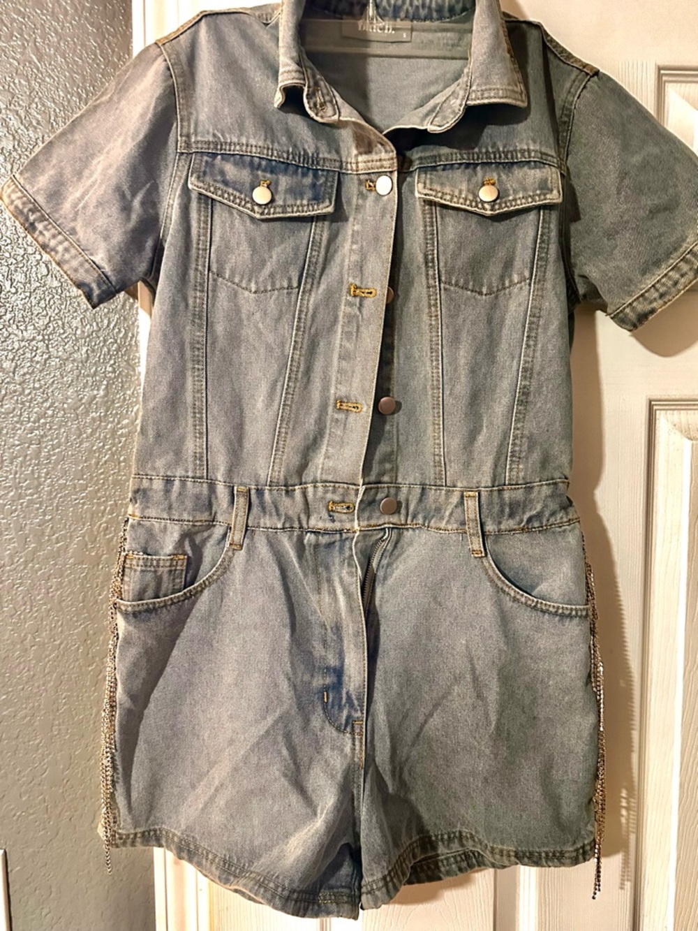 Light Wash Denim Short Romper